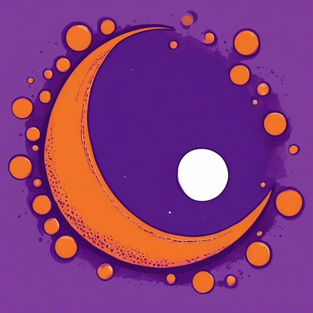 A vector graphic of another orange moon on a purple background